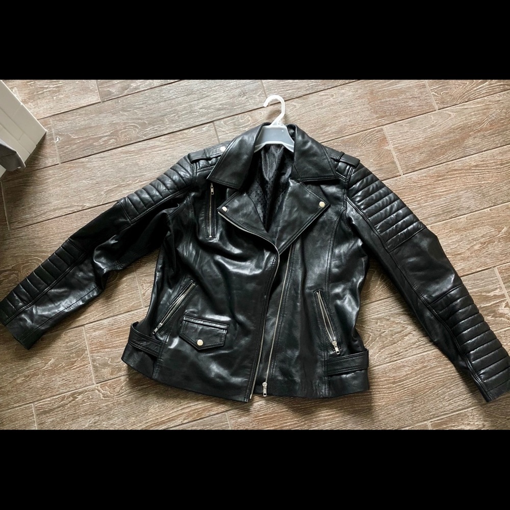 Genuine leather moto style jacket